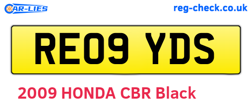 RE09YDS are the vehicle registration plates.