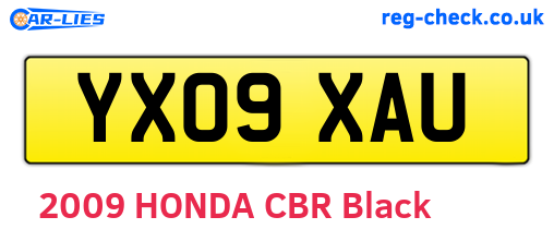 YX09XAU are the vehicle registration plates.
