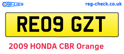 RE09GZT are the vehicle registration plates.