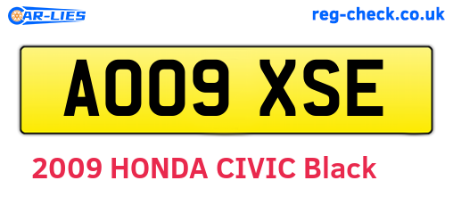 AO09XSE are the vehicle registration plates.