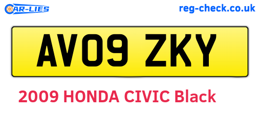 AV09ZKY are the vehicle registration plates.