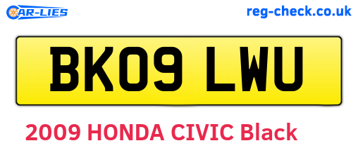 BK09LWU are the vehicle registration plates.