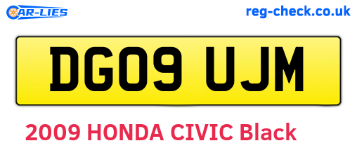 DG09UJM are the vehicle registration plates.