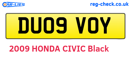 DU09VOY are the vehicle registration plates.