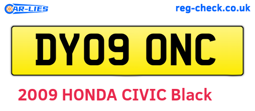 DY09ONC are the vehicle registration plates.