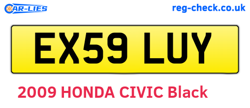 EX59LUY are the vehicle registration plates.