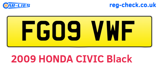 FG09VWF are the vehicle registration plates.