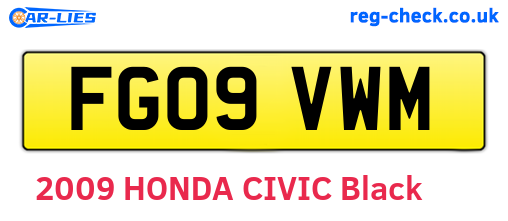 FG09VWM are the vehicle registration plates.