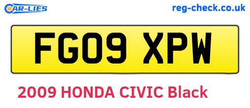 FG09XPW are the vehicle registration plates.