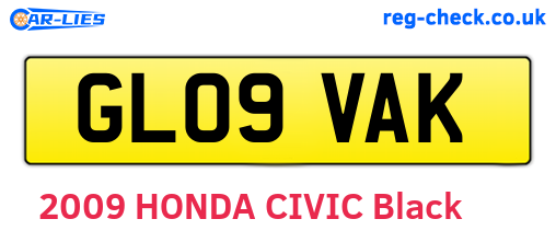 GL09VAK are the vehicle registration plates.