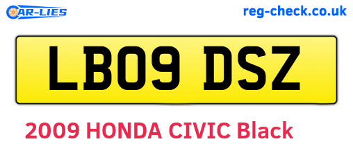 LB09DSZ are the vehicle registration plates.