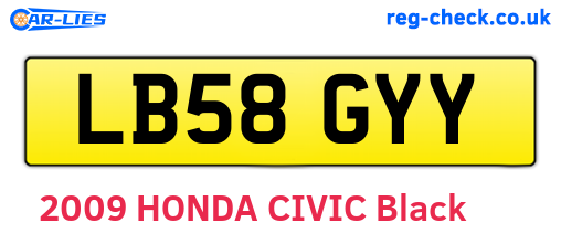 LB58GYY are the vehicle registration plates.