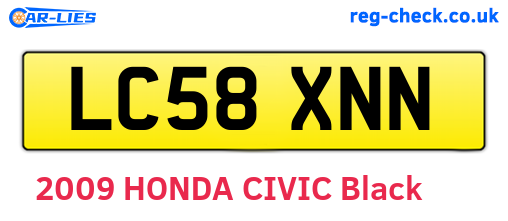 LC58XNN are the vehicle registration plates.