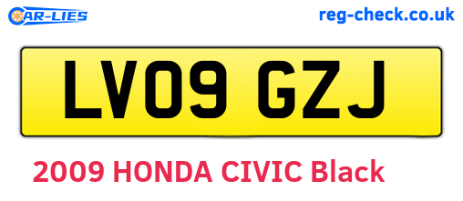 LV09GZJ are the vehicle registration plates.