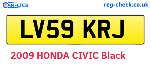 LV59KRJ are the vehicle registration plates.