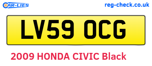 LV59OCG are the vehicle registration plates.