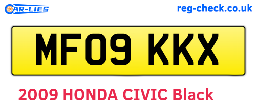 MF09KKX are the vehicle registration plates.