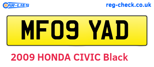MF09YAD are the vehicle registration plates.