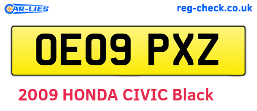 OE09PXZ are the vehicle registration plates.