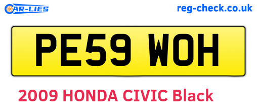 PE59WOH are the vehicle registration plates.