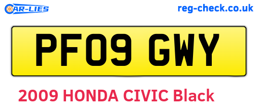 PF09GWY are the vehicle registration plates.