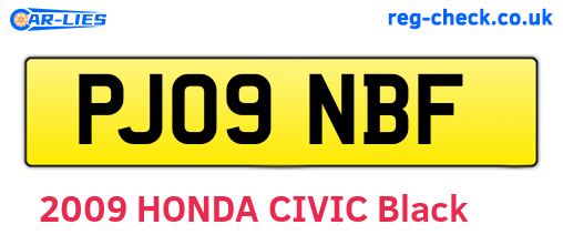 PJ09NBF are the vehicle registration plates.