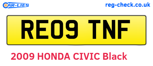 RE09TNF are the vehicle registration plates.