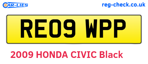 RE09WPP are the vehicle registration plates.