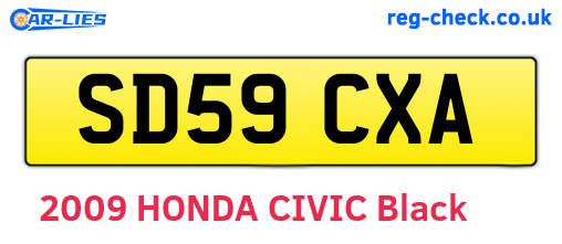 SD59CXA are the vehicle registration plates.