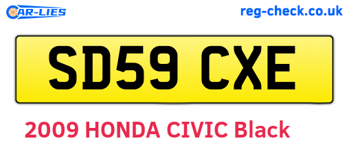 SD59CXE are the vehicle registration plates.