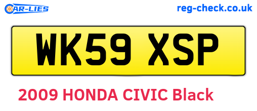WK59XSP are the vehicle registration plates.