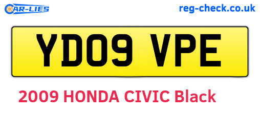 YD09VPE are the vehicle registration plates.