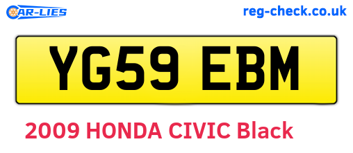 YG59EBM are the vehicle registration plates.