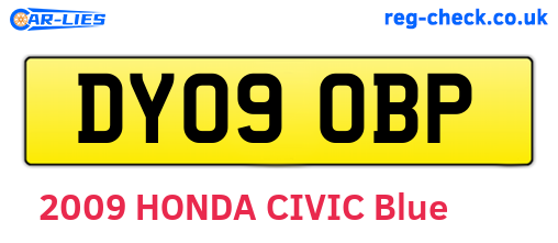 DY09OBP are the vehicle registration plates.