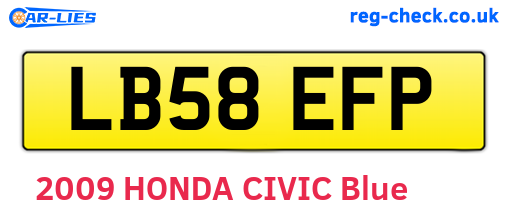 LB58EFP are the vehicle registration plates.