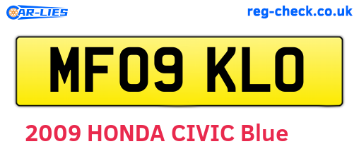 MF09KLO are the vehicle registration plates.