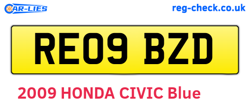 RE09BZD are the vehicle registration plates.