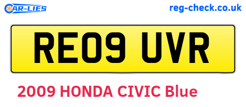 RE09UVR are the vehicle registration plates.