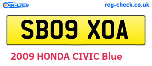SB09XOA are the vehicle registration plates.
