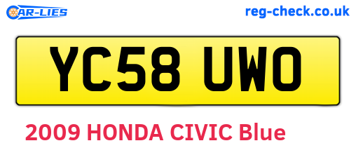 YC58UWO are the vehicle registration plates.