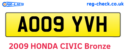 AO09YVH are the vehicle registration plates.