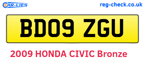 BD09ZGU are the vehicle registration plates.