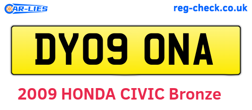 DY09ONA are the vehicle registration plates.