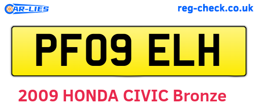 PF09ELH are the vehicle registration plates.