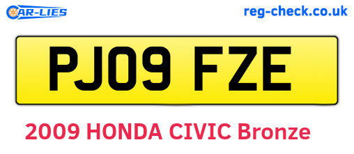 PJ09FZE are the vehicle registration plates.