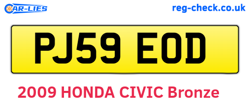 PJ59EOD are the vehicle registration plates.