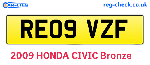 RE09VZF are the vehicle registration plates.