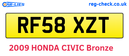 RF58XZT are the vehicle registration plates.