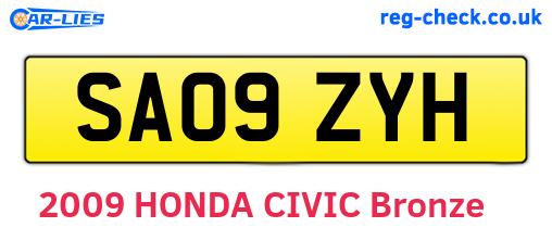 SA09ZYH are the vehicle registration plates.