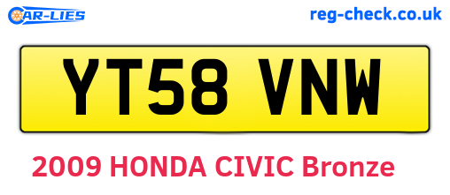YT58VNW are the vehicle registration plates.